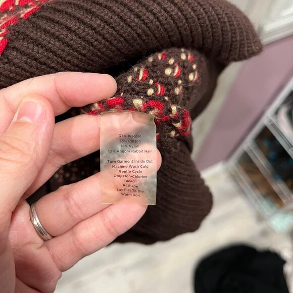 Talbots Red Brown Sweater Vest Angora Womens Petite XS Academia Preppy - Picture 5 of 7